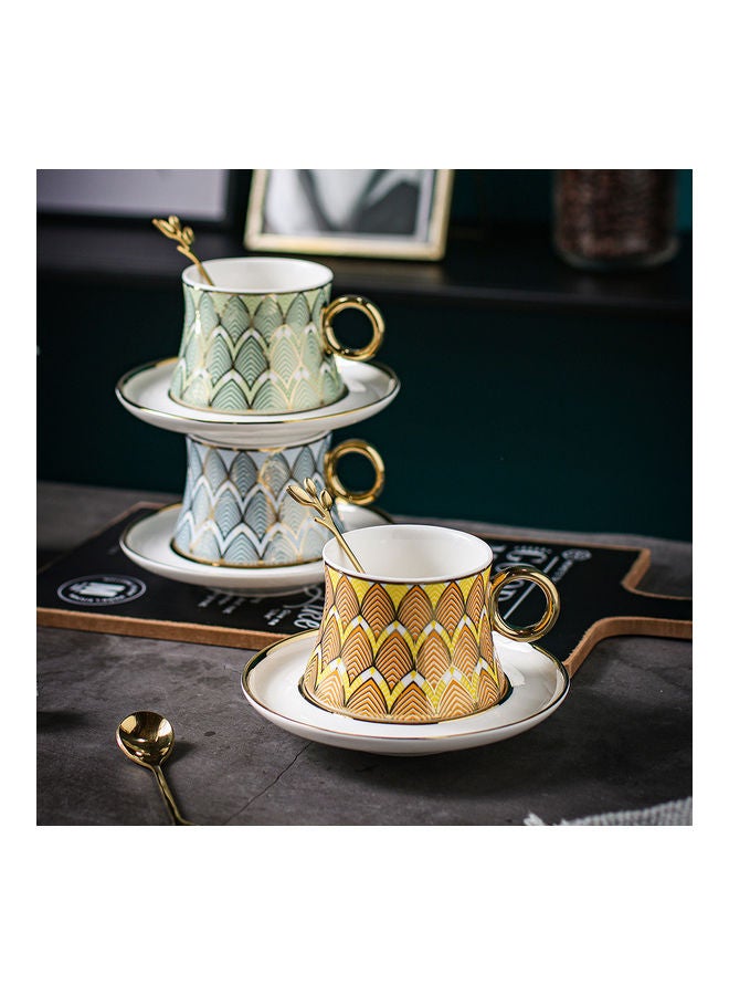 NIBEMINENT 3-Piece Cup And Saucer With Spoon Multicolour 250ml - Image 5