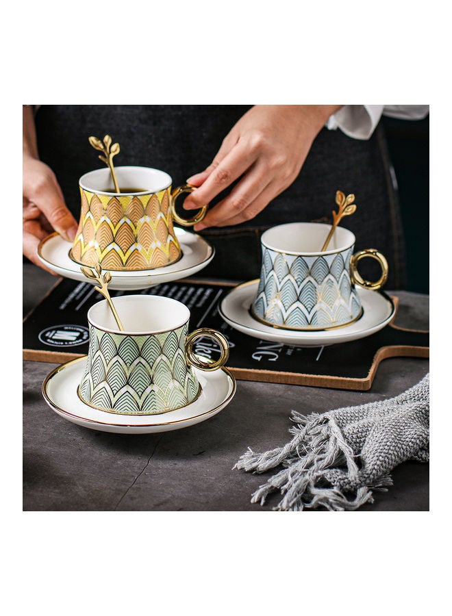 NIBEMINENT 3-Piece Cup And Saucer With Spoon Multicolour 250ml - Image 3