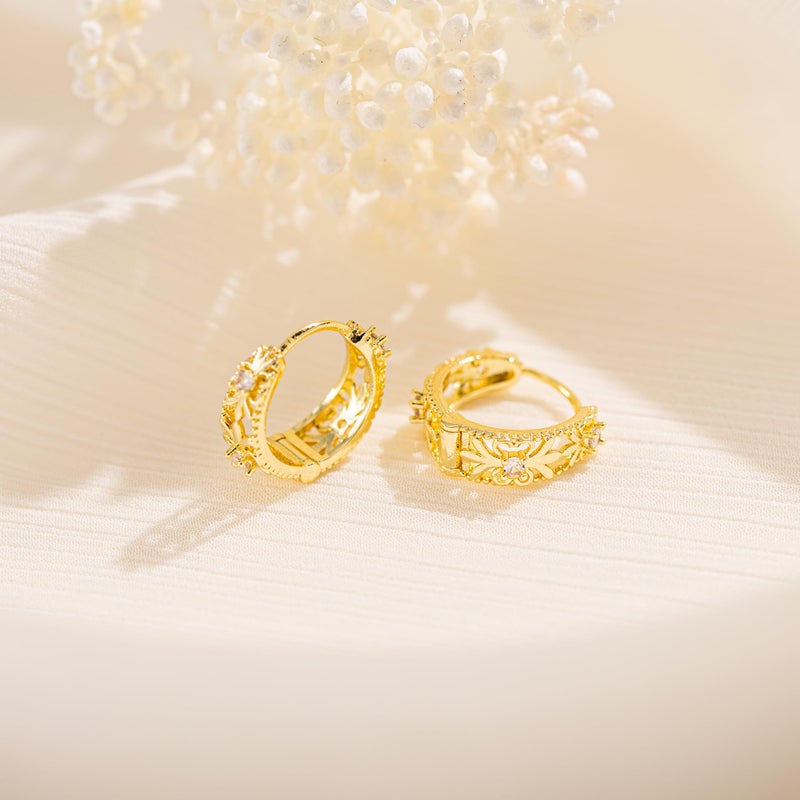 LLWOM Gold Huggie Earrings for Women, 14k Gold Plated Vintage Hoop Earrings Hypoallergenic Lightweight Hoops Gifts - Image 5