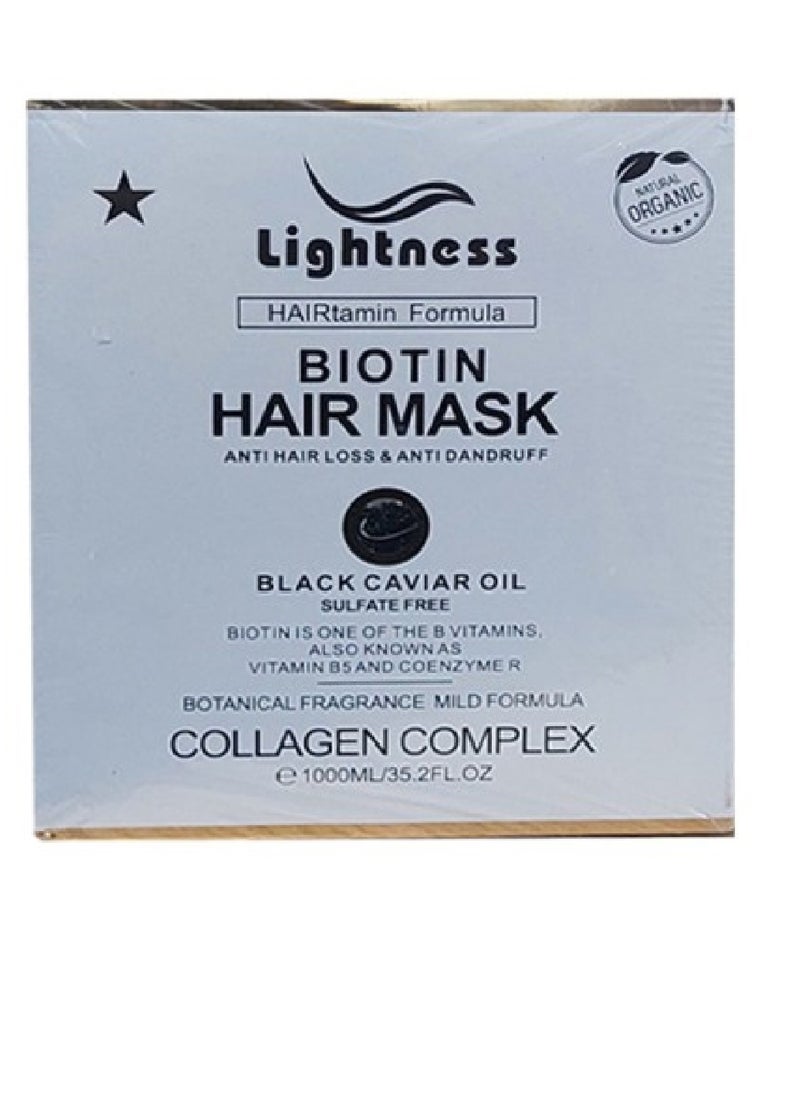 Lightness BIOTIN Hair Mask Anti Hair Loss And Anti Frizz Black Caviar Oil 1000 ML  - Image 2