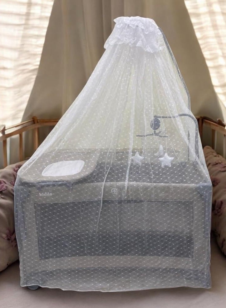 كيديليو سرير أطفال بجانب السرير مع سرير سفر قابل للطي بمستويات مختلفة مع شبكة ضد البعوض وألعاب كود (T702L) باللون  الرملي - Image 4