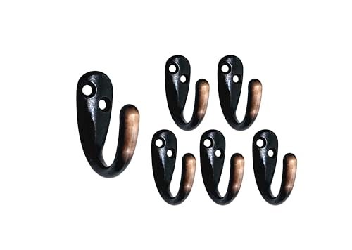 QCAA Heavier Robe Hook Farmhouse Coat Hook Zinc Die Cast Oil Rubbed Bronze Made in Taiwan 6 Pack - Image 1