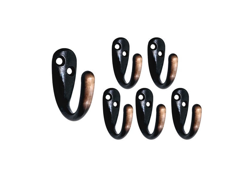 QCAA Heavier Robe Hook Farmhouse Coat Hook Zinc Die Cast Oil Rubbed Bronze Made in Taiwan 6 Pack - Image 2