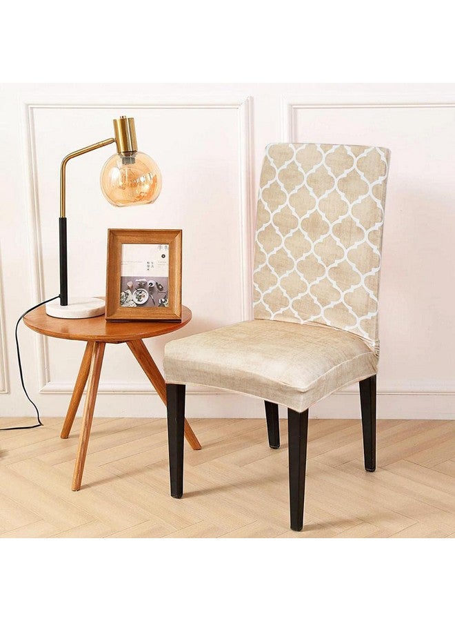 ohello® Chair Cover Export Quality Polycotton Dining Chair Covers Set of 4 Pcs Stretchable & Easily Washable Case Protector for Dining Chairs (TCC5009, Beige) - Image 2