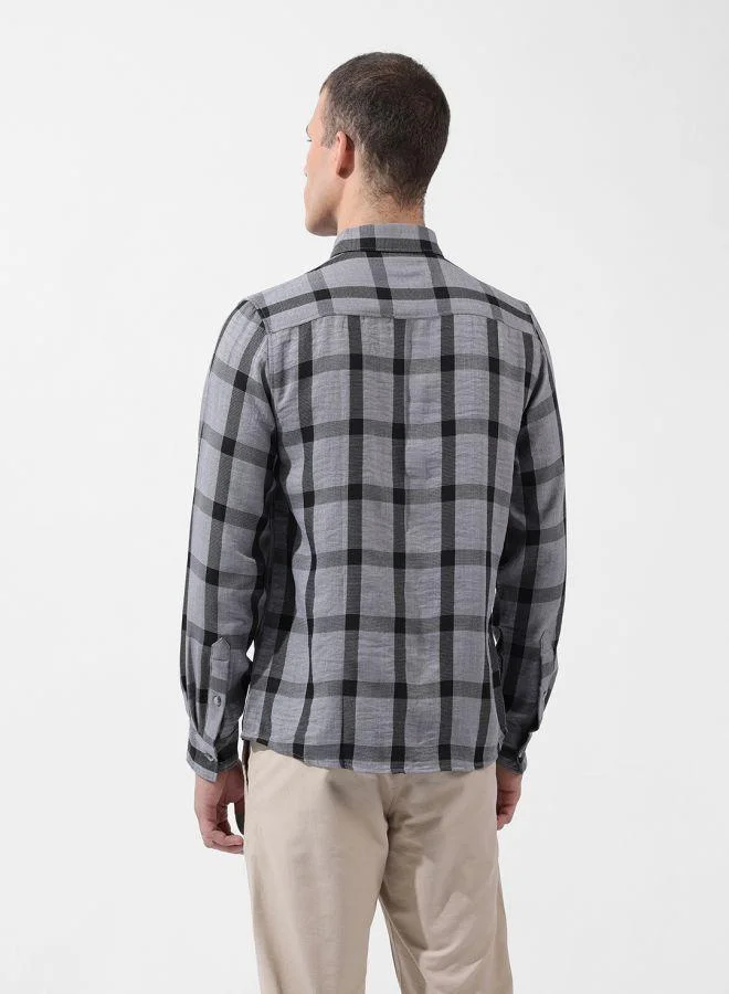 شركة المرآب الهندية Men Regular Fit Checked Cutaway Collar Full Sleeves Shirt