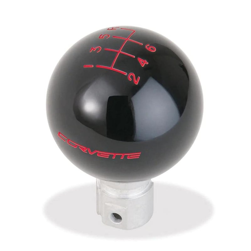 SR1 Performance C6 Corvette Script 6 Speed Shift Knob for 20052013 C6 Z06 ZR1 Grand Sport Black Knob with Red Text