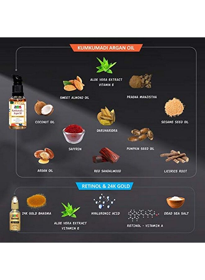 SebonCare 24K Gold Retinol Face Serum And Kumkumadi Tailam Day Night Combo For Radiance Glow Skin Tightening Anti Ageing - Image 4