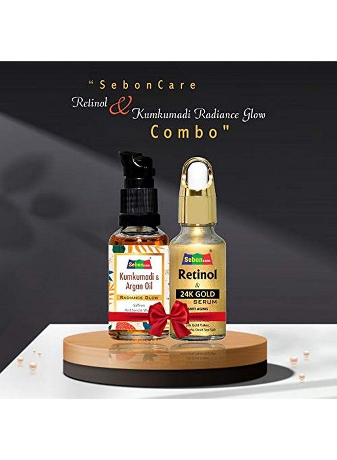 SebonCare 24K Gold Retinol Face Serum And Kumkumadi Tailam Day Night Combo For Radiance Glow Skin Tightening Anti Ageing - Image 3