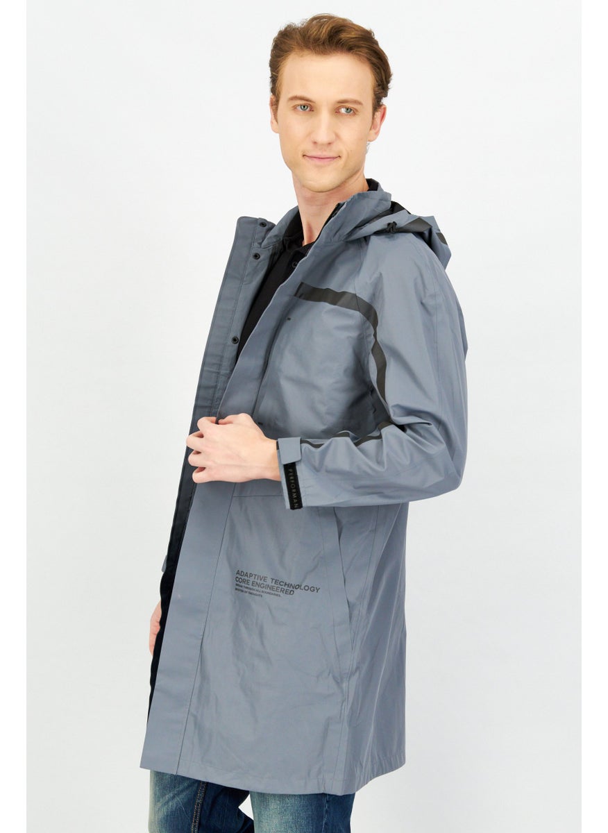 Jack Jones - Men Plain Hooded Parka Jacket, Sage Blue - Image 1