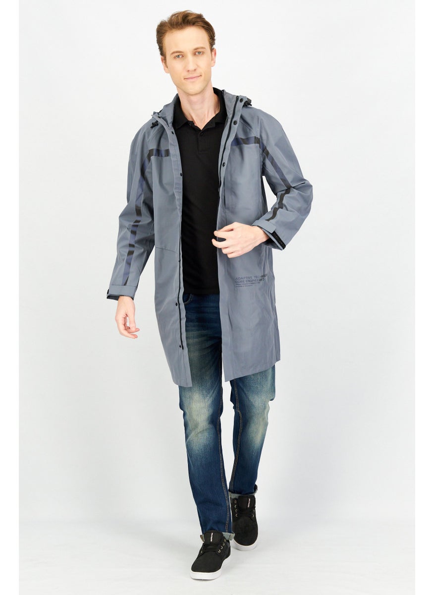 Jack Jones - Men Plain Hooded Parka Jacket, Sage Blue - Image 1