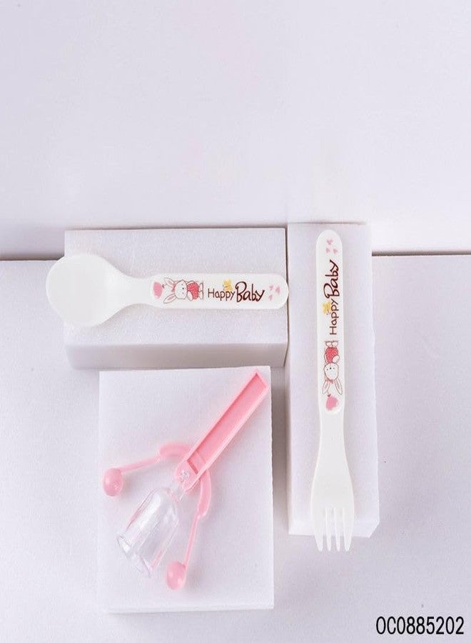 Cazuela Baby Feeding Tableware Series Children Dinnerware Feeding Set Happy Baby Cartoon Design Microwave & Dishwasher Safe Tableware Cutlery for Kids (6 in 1) - Image 5