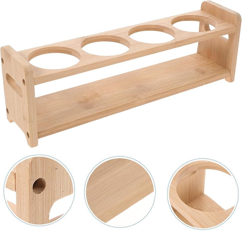 Wood Oil Can Rack 6.6Cm Diameter Four Holes Kitchen Seasoning Storage Organizer - Image 5