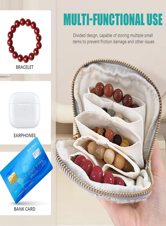 EHERDM Travel Jewelry Organizer for Women Portable Jewelry Bag with Small Zipper Pouch 5-Compartment Elegant Storage Case for Necklaces Earrings Rings Bracelets Tweed Mix - Image 2