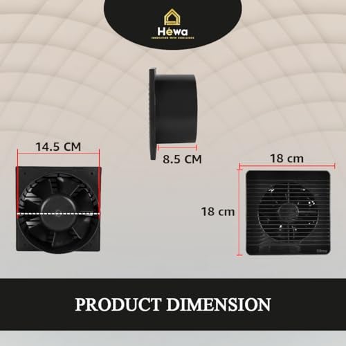 HEWA Onyx 6 inch 150mm high speed Ventilation Exhaust Fan for bathroom, kitchen with 2 year warranty (Black) - Image 5