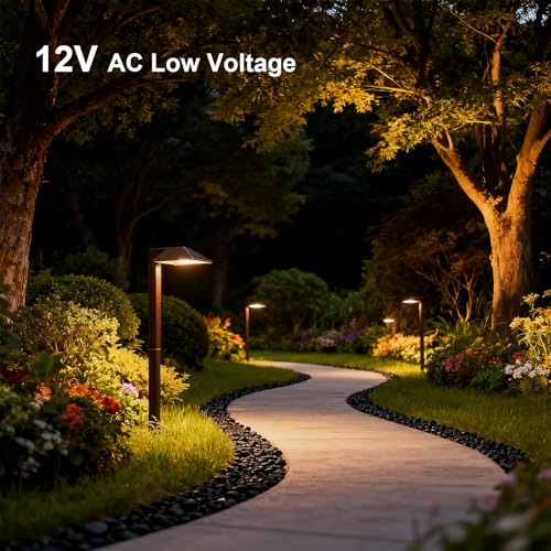 GOODSMANN Low Voltage Landscape Path Lights 0.6W LED Sidewalk Landscape Lighting 22 Lumen Outdoor Electric Walkway & Pathway Lights Wired Bronze Finish 3100K Warm White with Cable Connectors - Image 3