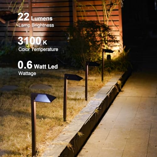 GOODSMANN Low Voltage Landscape Path Lights 0.6W LED Sidewalk Landscape Lighting 22 Lumen Outdoor Electric Walkway & Pathway Lights Wired Bronze Finish 3100K Warm White with Cable Connectors - Image 2