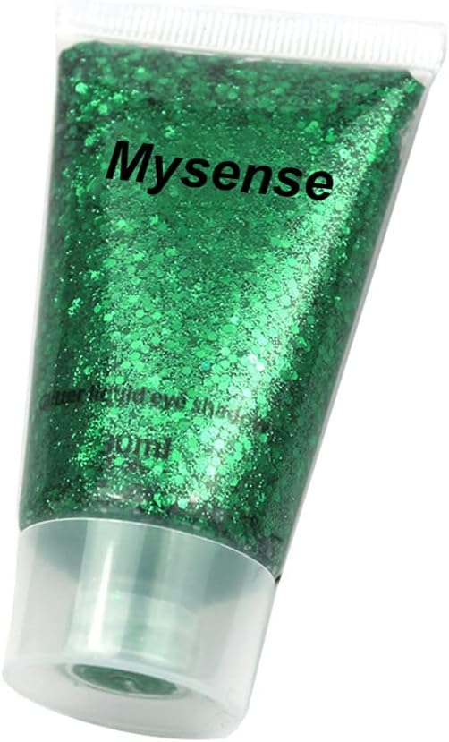 Mysense Mysense Green Body Glitter Gel,St Patricks Day Outfit Accessories for Women Girls,Chunky Mermaid Glitter Sequins for Face Eye Hair Decorations,Festival Rave Sparkling Glitter Makeup,30g 