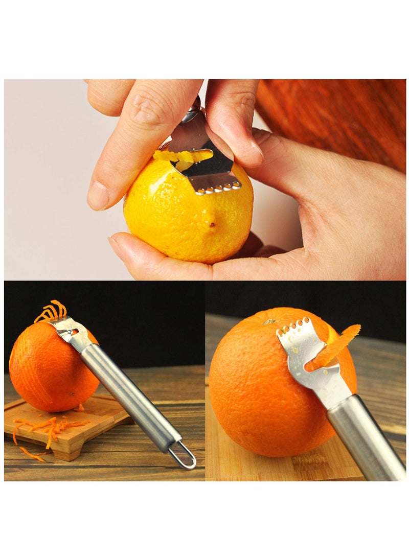 Generic - 3 Pieces Lemon Zest Peeler for Cocktails Stainless Steel Orange Rind Tool Citrus Twist with Channel Knife Kitchen Accessories & Bar, Dishwasher Safe - Image 1