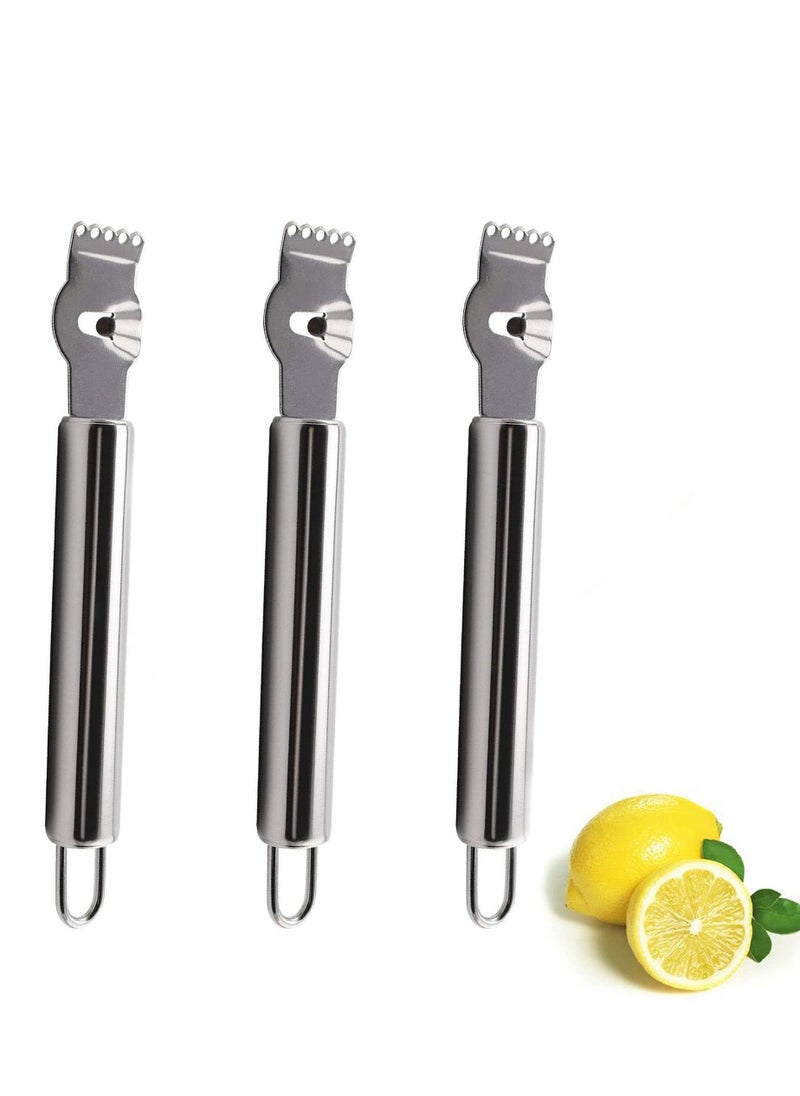 Generic - 3 Pieces Lemon Zest Peeler for Cocktails Stainless Steel Orange Rind Tool Citrus Twist with Channel Knife Kitchen Accessories & Bar, Dishwasher Safe - Image 1