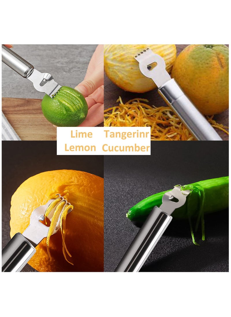 Generic - 3 Pieces Lemon Zest Peeler for Cocktails Stainless Steel Orange Rind Tool Citrus Twist with Channel Knife Kitchen Accessories & Bar, Dishwasher Safe - Image 1