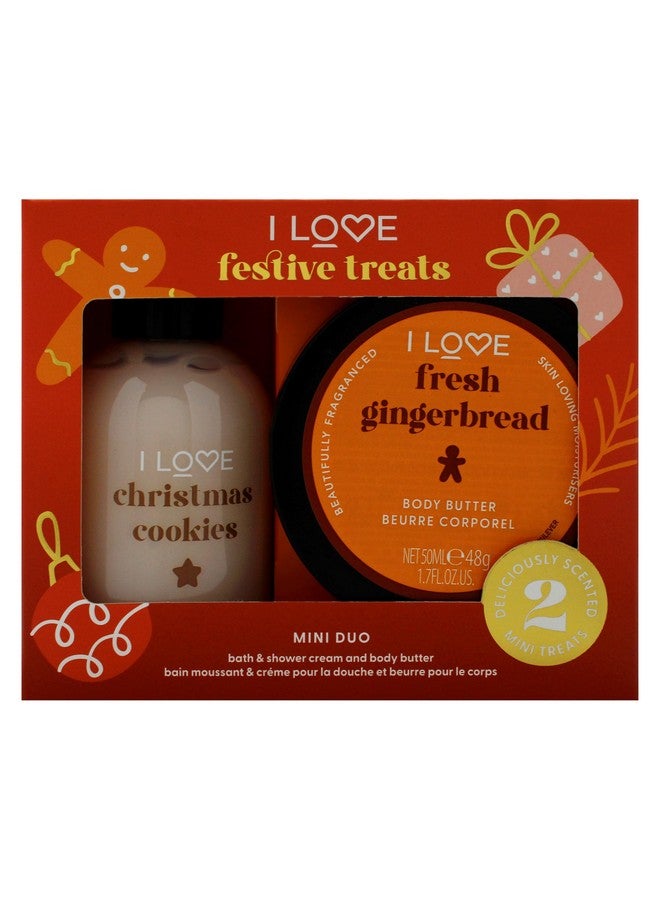 I Love Cosmetics I Love Miniature Festive Treat Box for Unisex - 2 Pc 3.3oz Christmas Cookie Bath and Shower Creme, 1.7oz Gingerbread Body Butter - Image 5