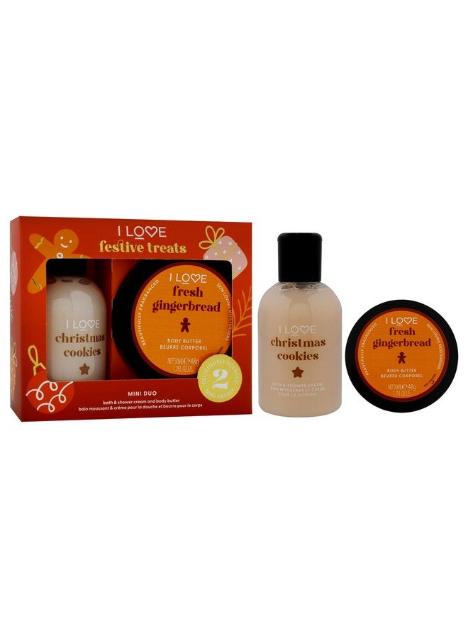 I Love Cosmetics I Love Miniature Festive Treat Box for Unisex - 2 Pc 3.3oz Christmas Cookie Bath and Shower Creme, 1.7oz Gingerbread Body Butter - Image 3