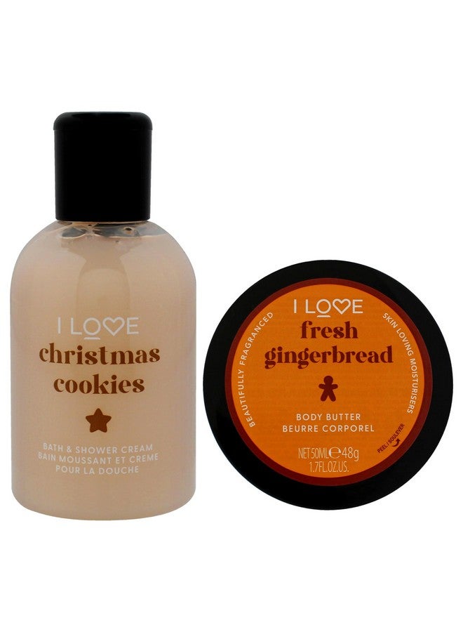I Love Cosmetics I Love Miniature Festive Treat Box for Unisex - 2 Pc 3.3oz Christmas Cookie Bath and Shower Creme, 1.7oz Gingerbread Body Butter - Image 2