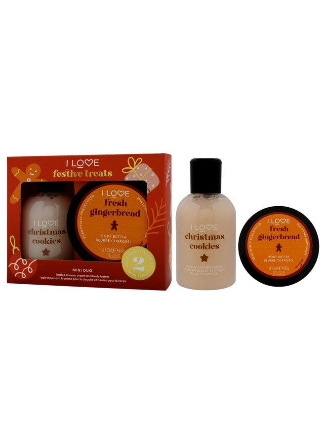 I Love Cosmetics I Love Miniature Festive Treat Box for Unisex - 2 Pc 3.3oz Christmas Cookie Bath and Shower Creme, 1.7oz Gingerbread Body Butter - Image 4
