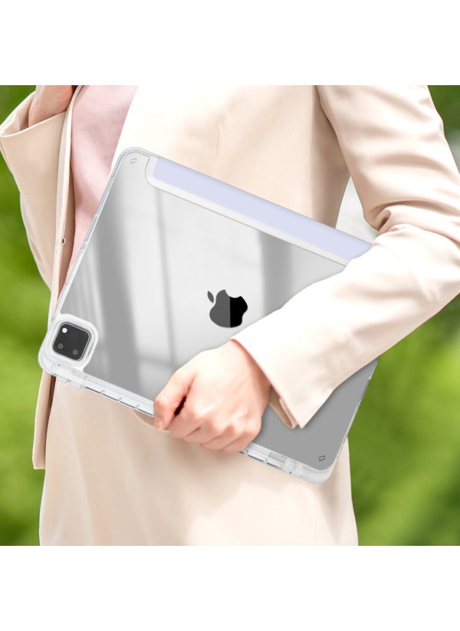 Suitable For Ipad10 Protective Cover Air4/5 Acrylic Bottom Shell Pro11 High Permeability Soft Edge Matepad11 2023-Color:White Ice Blue (transparent Bottom Shell)-Applicable Model:mini6(8.3 Inches) (right Side Pen Slot)