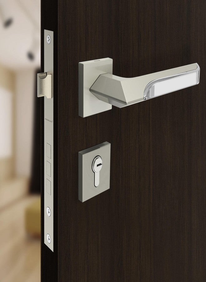 Plantex (Primax) Triple Security Door Lock for Home/Main Door Lock Set/Mortise Lock for Door with Brass Lock Body & Cylinder(7082 - Satin White & Chrome) - Image 1