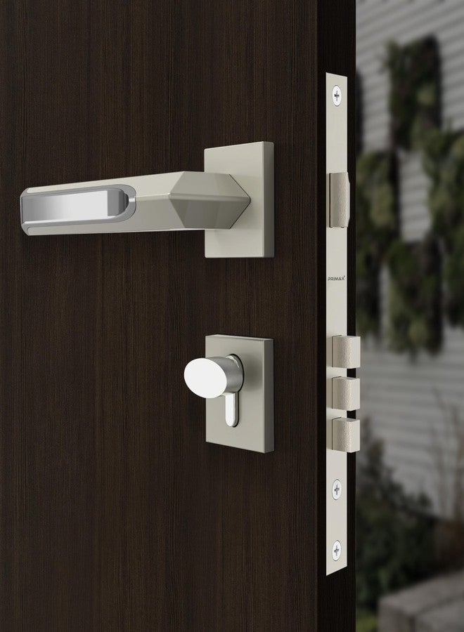 Plantex (Primax) Triple Security Door Lock for Home/Main Door Lock Set/Mortise Lock for Door with Brass Lock Body & Cylinder(7082 - Satin White & Chrome) - Image 2