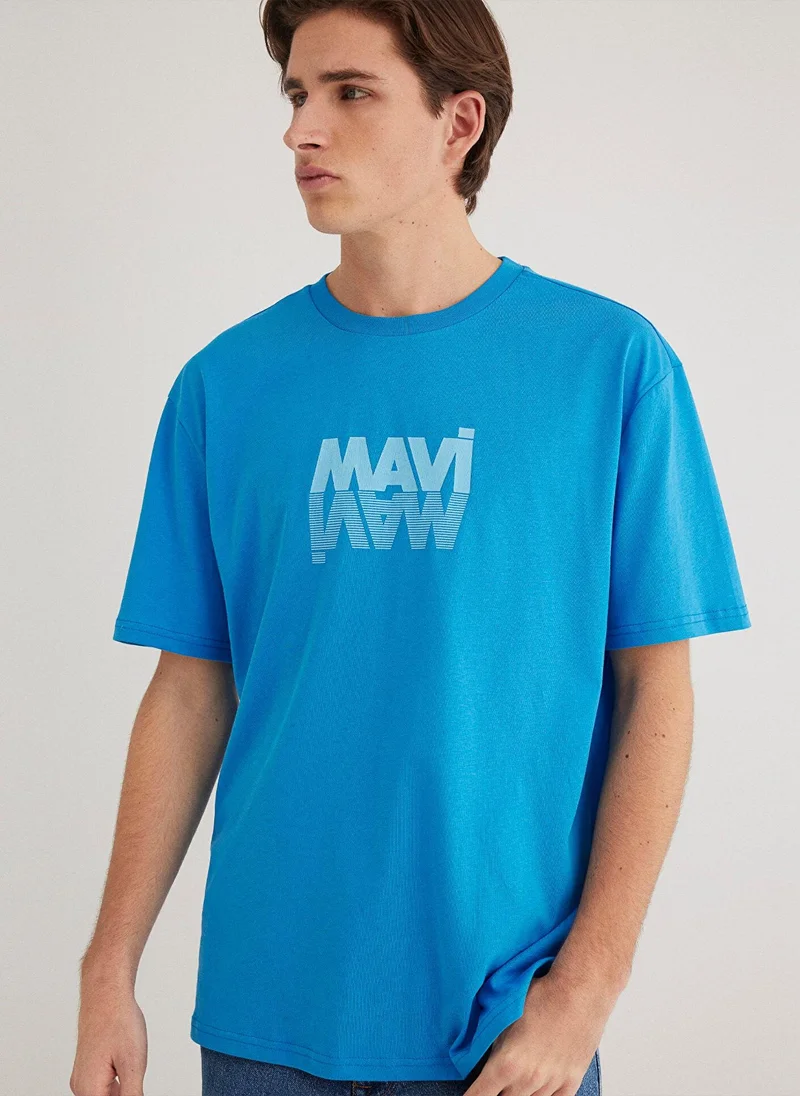 MAVI Mavi Logo Printed Blue T-shirt