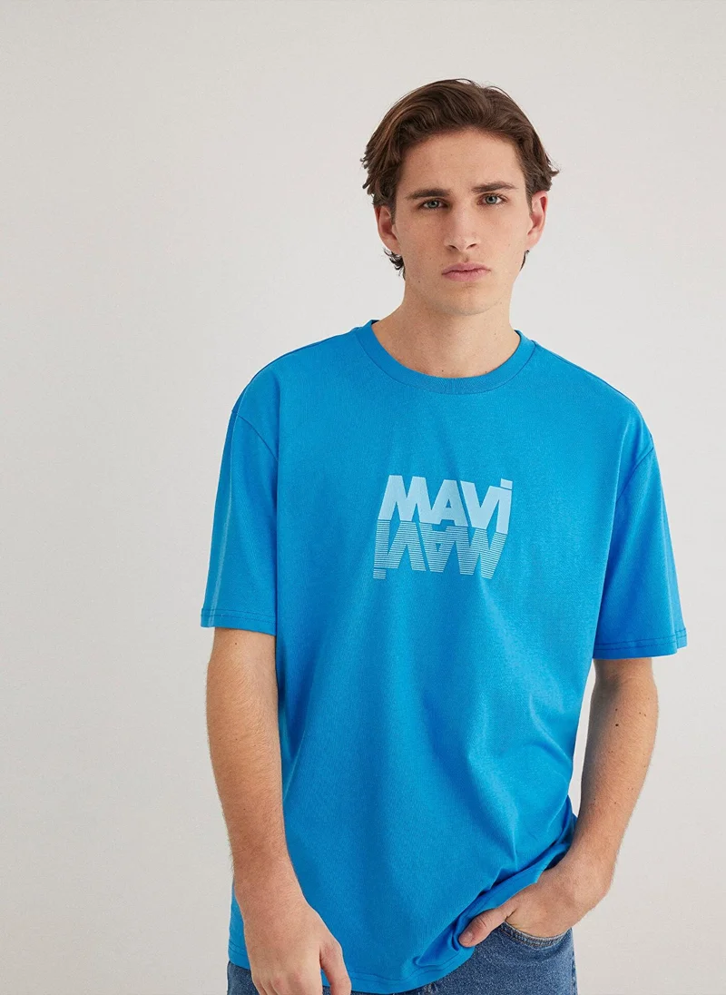 MAVI Mavi Logo Printed Blue T-shirt