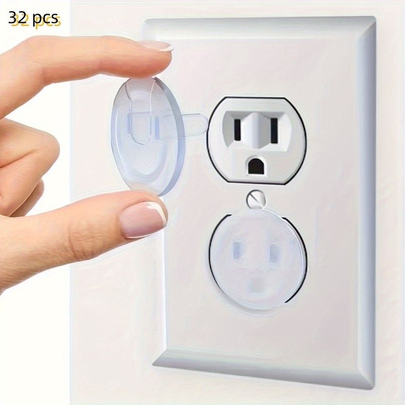 32pcs American Standard Socket Plug Covers Transparent Electrical Safety Caps - Image 1