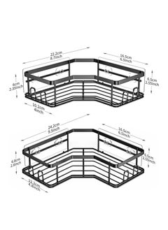Corner Shower Shelf with Adhesive, Stainless Steel Shower Storage Shower Shelf with 8 Hooks for Indoor Shower, Black - pzsku/ZF4E51BFBC9C9759EC2F3Z/45/_/1690177047/507acf74-97b1-4250-abd5-752d85a82e4a