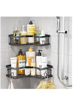 Corner Shower Shelf with Adhesive, Stainless Steel Shower Storage Shower Shelf with 8 Hooks for Indoor Shower, Black - pzsku/ZF4E51BFBC9C9759EC2F3Z/45/_/1690177048/046ca56f-55b1-416a-a051-66743cc40fe8