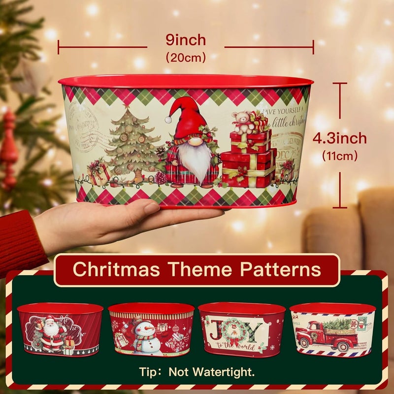 Putuo Decor Christmas Metal Bucket, 5-Piece Set - Galvanized Tin Party Buckets for Centerpiece Decoration, 9 in - Image 2