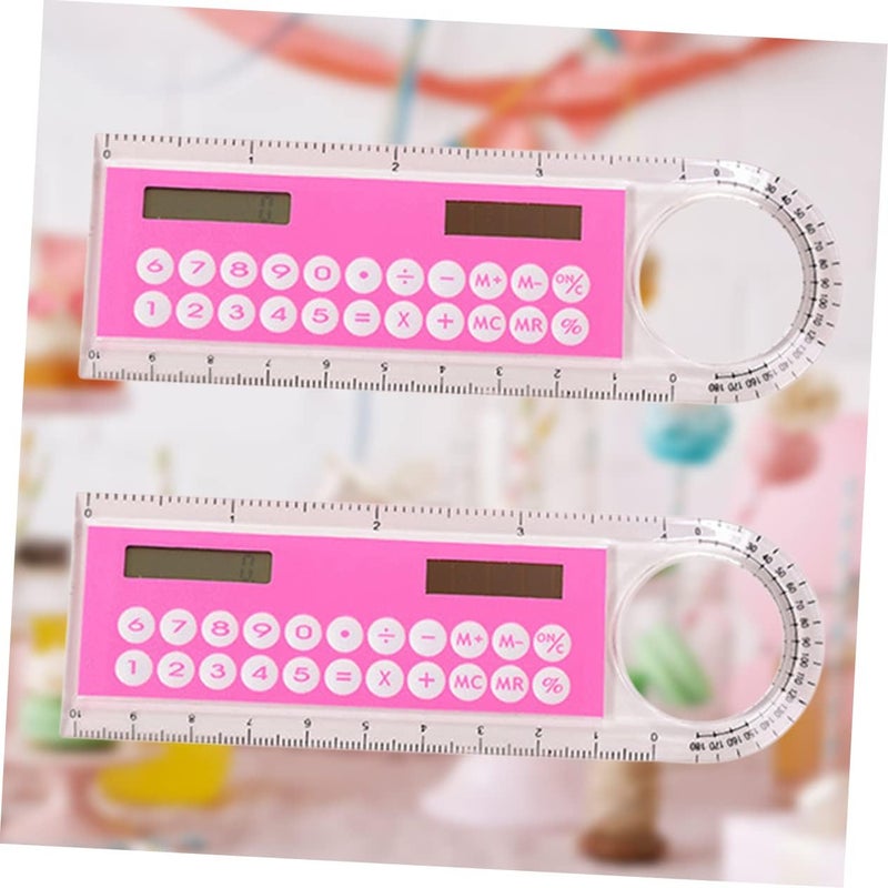 EXCEART 2pcs Mini Digital Ruler Calculator Portable Multi-Function Tool for Boy Girl and Students Kawaii Design for School and Office Random Color - Image 3