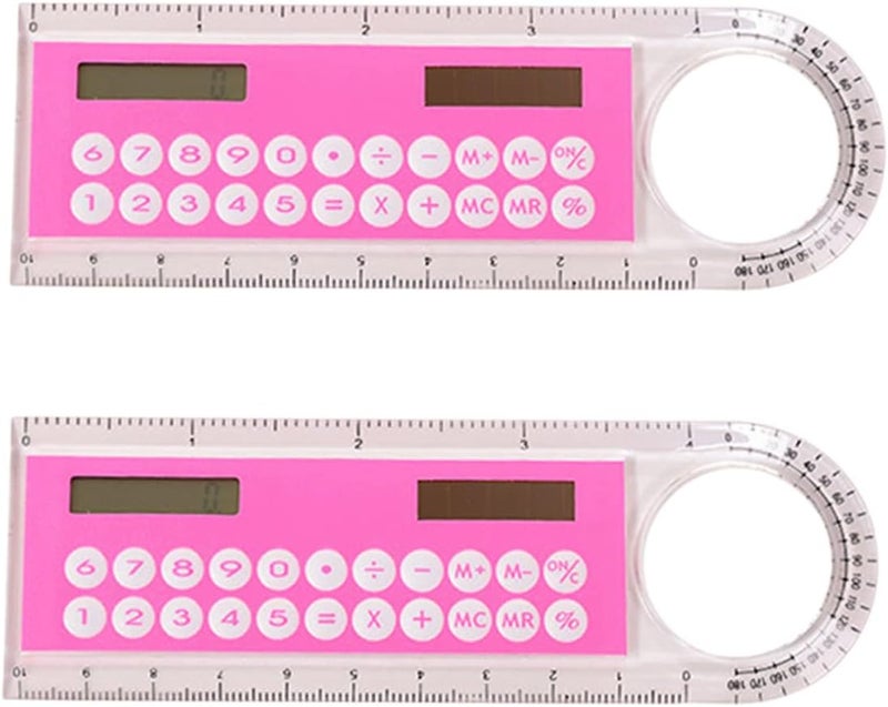 EXCEART 2pcs Mini Digital Ruler Calculator Portable Multi-Function Tool for Boy Girl and Students Kawaii Design for School and Office Random Color - Image 1