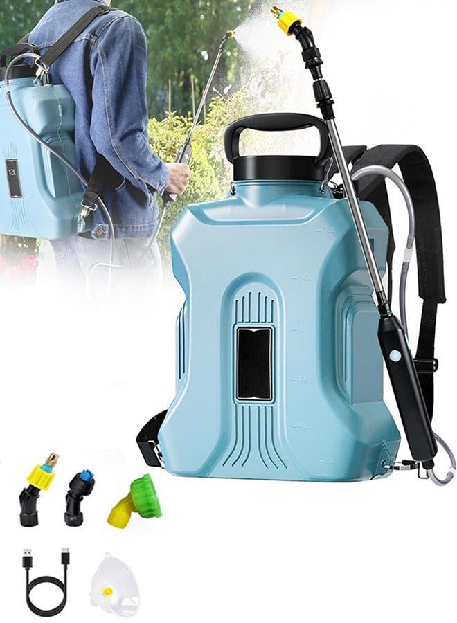 Garlo Battery Powered Backpack Sprayer, 12L Electric Sprayer with USB Rechargeable Handle, Telescopic Wand, 4 Mist Nozzles and Adjustable Shoulder Strap, Garden Sprayer for Lawn, Garden, Cleaning  - Image 1
