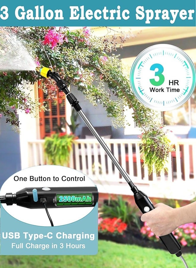 Garlo Battery Powered Backpack Sprayer, 12L Electric Sprayer with USB Rechargeable Handle, Telescopic Wand, 4 Mist Nozzles and Adjustable Shoulder Strap, Garden Sprayer for Lawn, Garden, Cleaning  - Image 4