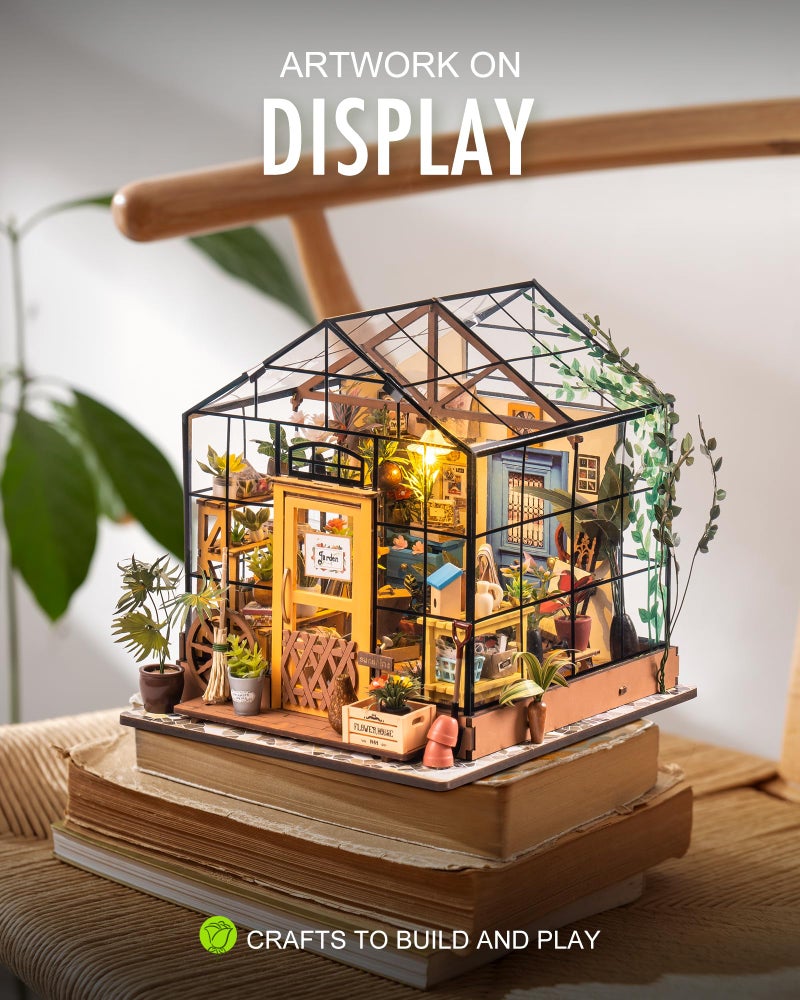 Rolife DIY Miniature Greenhouse Kit, Tiny/Mini House Making Kit with Furniture for Adults, Furniture, Halloween/Christmas Decorations, Gifts for Family and Friends (Cathy's Greenhouse) - Image 3