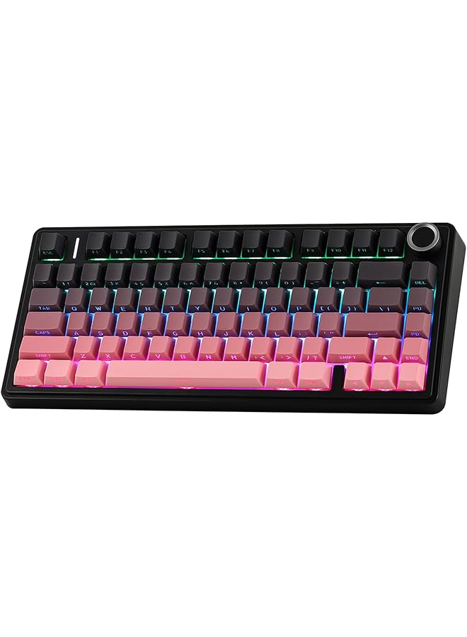 EPOMAKER X Aula F75 Gasket Mechanical Keyboard 75% Wireless Hot Swappable Gaming Keyboard With Five Layer Padding&Knob Bluetooth/2.4Ghz/Usb C Rgb(Black Pink Gradient) - Image 1