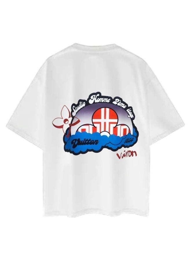لويس فويتون تيشيرت أفرسايز رجالي بخامة قطن ممتاز وتصميم جرافيك عصري ومميز ستريت وير يناسب إطلالات الشباب - Image 3