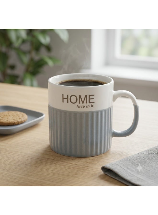 مج بورسلين مضلع أزرق رمادي بعبارة HOME ومقبض دائري، كوب قهوة وشاي ونسكافيه بتصميم عصري للمشروبات، قطعة واحدة - Image 3