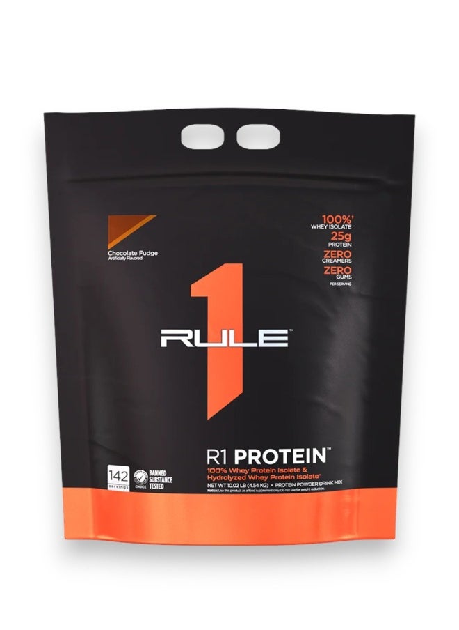 RULE 1 - R1 Protein, 100% Whey Protein Isolate & Hydrolysed Whey Protein Isolate, Chocolate Fudge Flavour, 10lb - Image 1