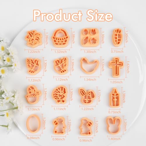Puocaon Easter Polymer Clay Cutters - 27 Shapes Spring Clay Cutters for Polymer Jewelry, Rabbits Carrot Easter Eggs Basket Cross Shape Cutter - Image 4