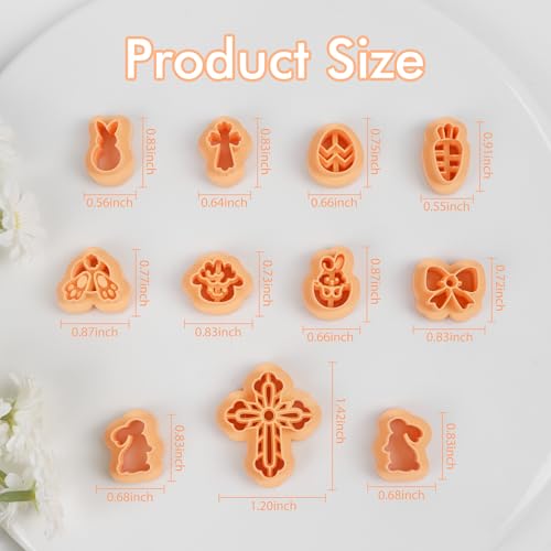 Puocaon Easter Polymer Clay Cutters - 27 Shapes Spring Clay Cutters for Polymer Jewelry, Rabbits Carrot Easter Eggs Basket Cross Shape Cutter - Image 3