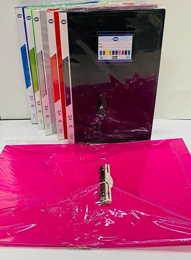 HATHIYANI Heavy Plastic File Folder 2D Ring Binder A4 Size Tough & Durable Ring Binder Box Board File for Office documents and Certificate Multicolor (Pack of 12) - Image 1