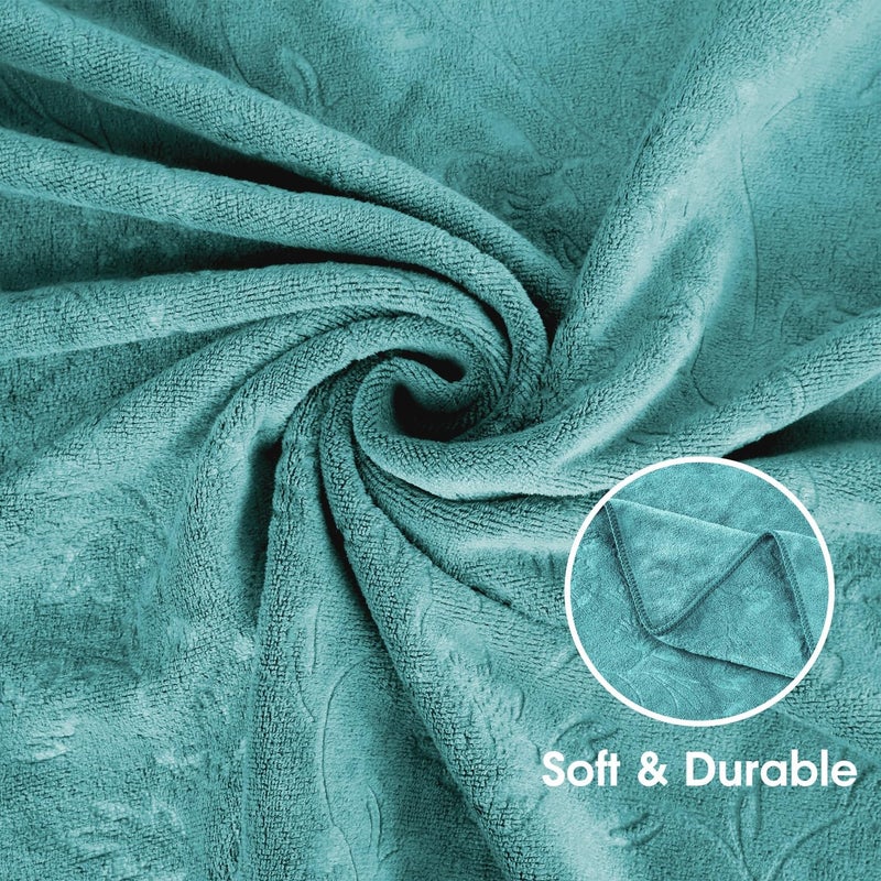 JML Microfiber Bath Towels, Bath Towel 4 Pack(30" x 60"), Oversized, Soft, Super Absortbent and Fast Drying, Multipurpose Use for Sports, Fitness, Yoga, Green-Floral Embossed - Image 3